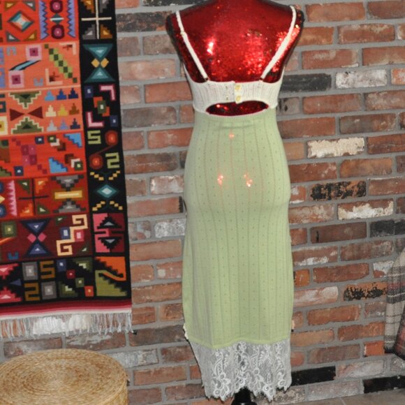 Romantic Lacemade Honeygreen Manor Knit Dress Crocheted Flowers S - Picture 4 of 14